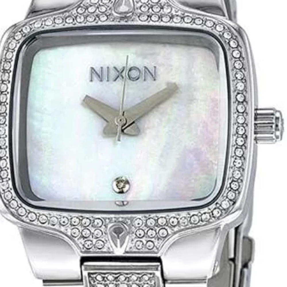 Nixon Silver Watch with Crystal Accents